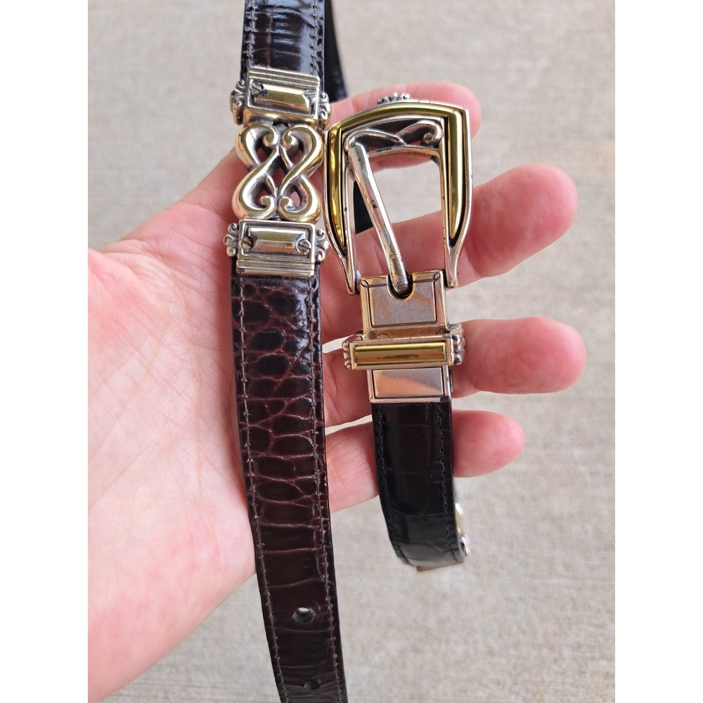 Brighton Women's Brown Belt Gold/‎ Silver Tone Buckle Decorative Parts L 36